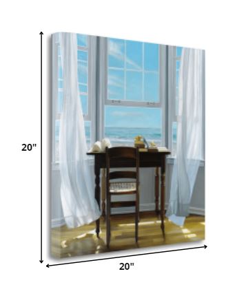 20" Desk with Ocean View 1 Giclee Wrap Canvas Wall Art