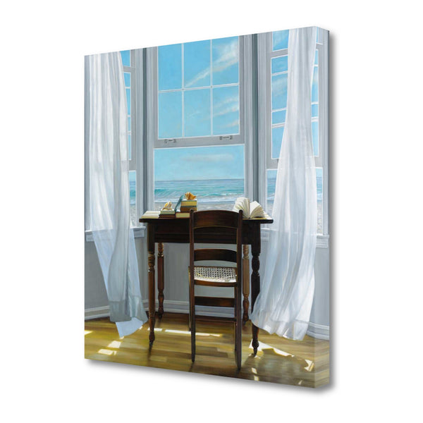 20" Desk with Ocean View 1 Giclee Wrap Canvas Wall Art