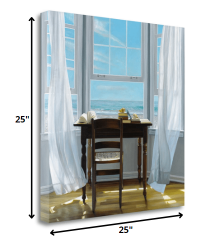 25" Desk with Ocean View 2 Giclee Wrap Canvas Wall Art