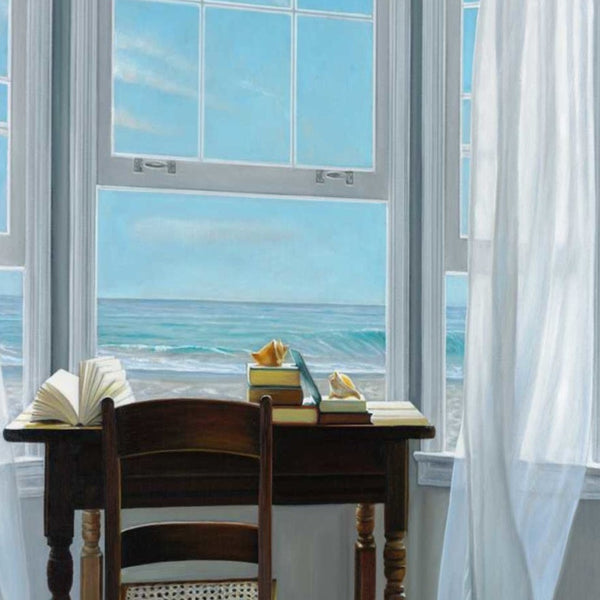 30" Desk with Ocean View 3 Giclee Wrap Canvas Wall Art