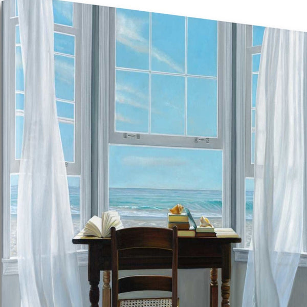 30" Desk with Ocean View 3 Giclee Wrap Canvas Wall Art