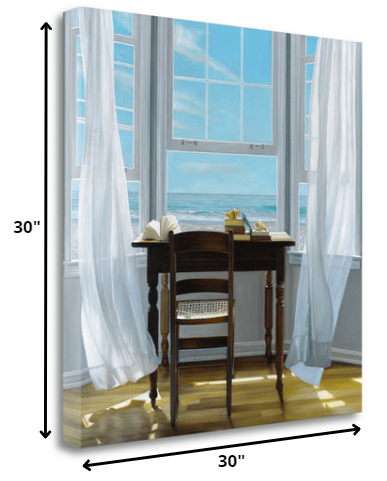 30" Desk with Ocean View 3 Giclee Wrap Canvas Wall Art