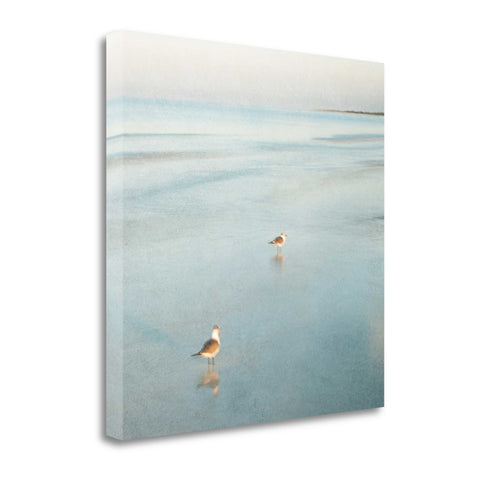 26" Coastal Two Seagulls on the Beach Giclee Wrap Canvas Wall Art