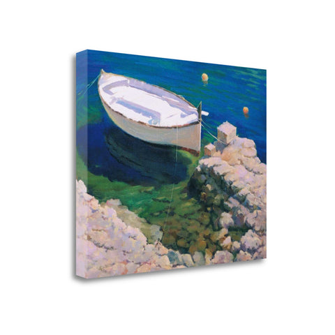 28" Coastal Style Boat in the Water Gallery Wrap Canvas Wall Art