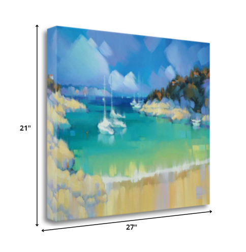 27" Artistic Boats by the Shore Gallery Wrap Canvas Wall Art