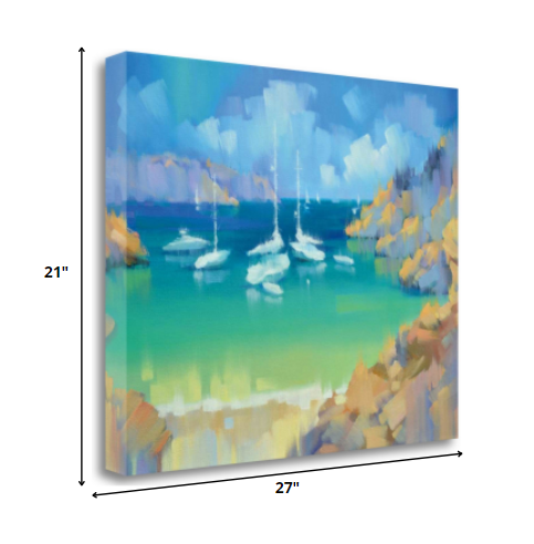 27" Artistic Boats Anchored in a Cove Gallery Wrap Canvas Wall Art