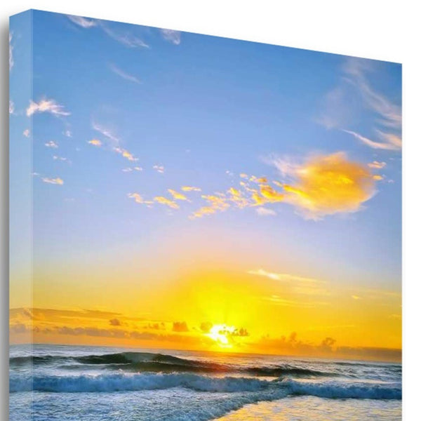 18" Beautiful and Vibrant Sunset at the Beach Giclee Wrap Canvas Wall Art