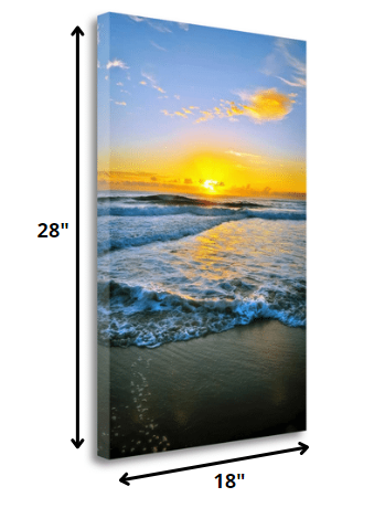 18" Beautiful and Vibrant Sunset at the Beach Giclee Wrap Canvas Wall Art