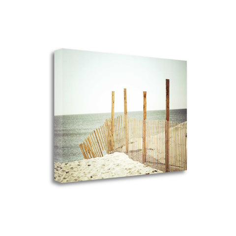 24" White Beach Wooden Sand Fence Giclee Wrap Canvas Wall Art