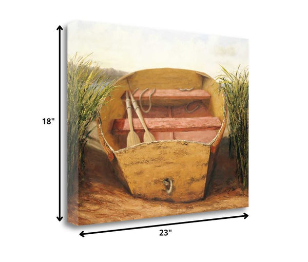 23" Rustic Fishing Boat Print on Gallery Wrap Canvas Wall Art