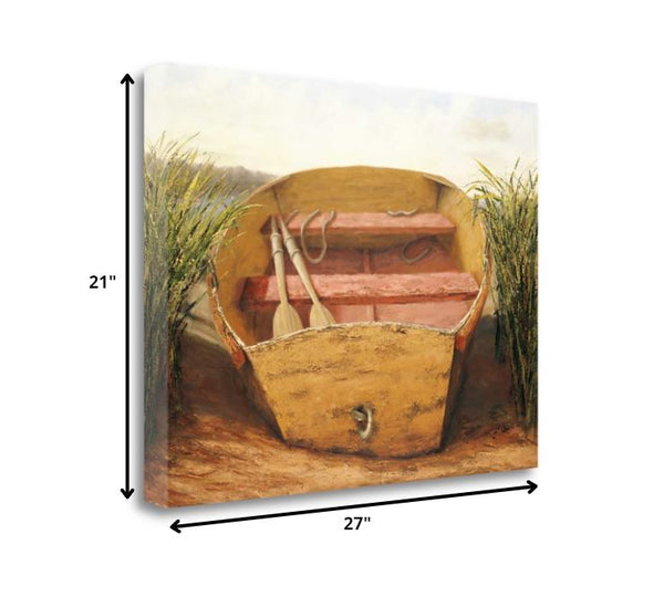 27" Rustic Fishing Boat Print on Gallery Wrap Canvas Wall Art