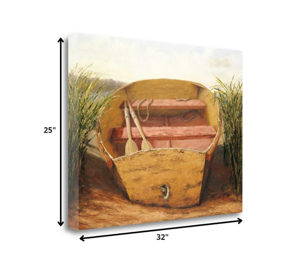 32" Rustic Fishing Boat Print on Gallery Wrap Canvas Wall Art