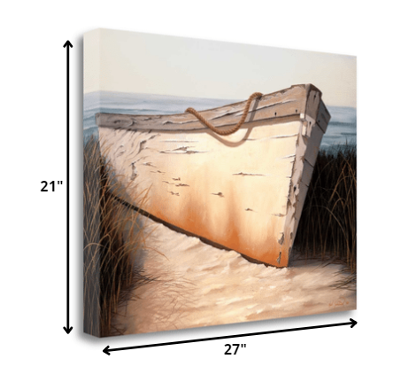 27" Old Fishing Boat On White Sands Giclee Wrap Canvas Wall Art