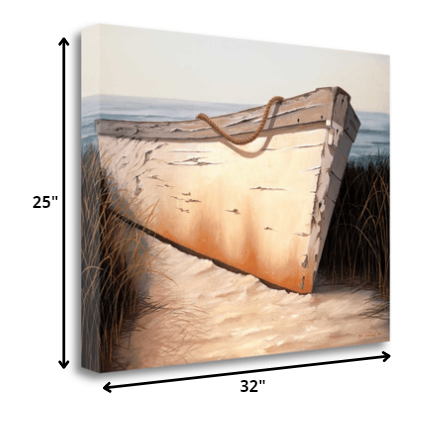 32" Old Fishing Boat On White Sands Giclee Wrap Canvas Wall Art