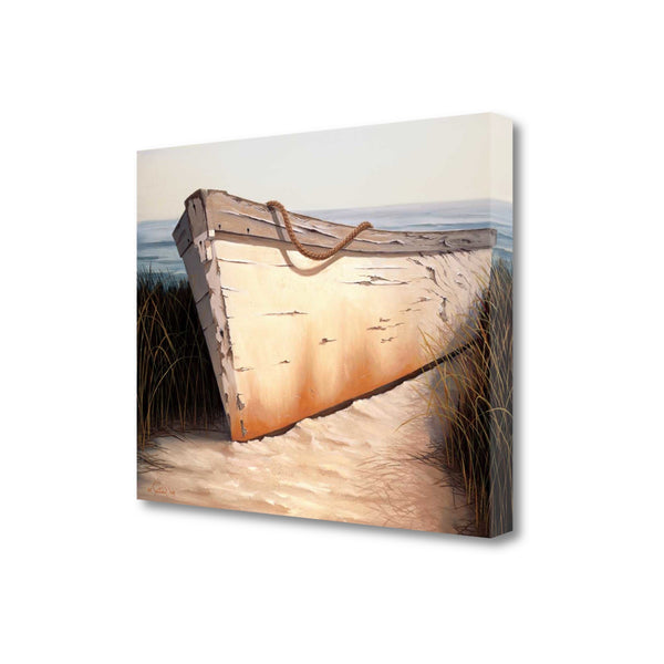 32" Old Fishing Boat On White Sands Giclee Wrap Canvas Wall Art