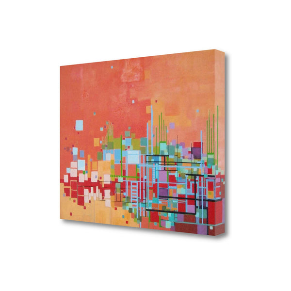 24" Vibrant Geometric Summer Giclee Print on Gallery Wrap Canvas Wall Art