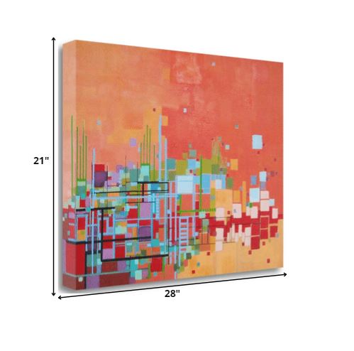 28" Vibrant Geometric Summer Giclee Print on Gallery Wrap Canvas Wall Art