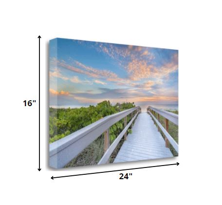 24" Picturesque Sunset Beach View Giclee Wrap Canvas Wall Art