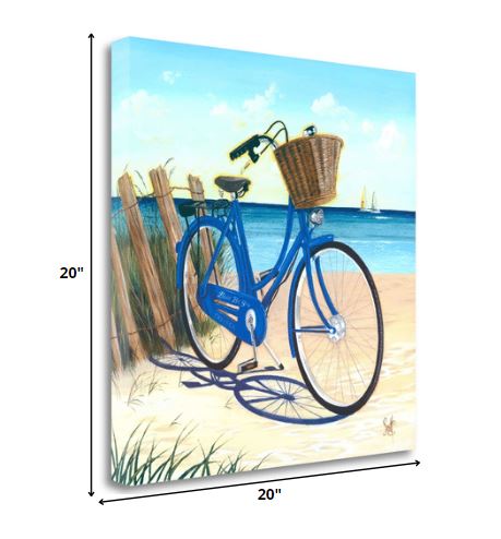 20" Bright and Fun Blue Bicycle by The Beach Gallery Wrap Canvas Wall Art