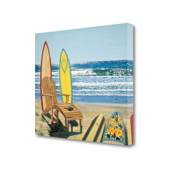 21" Bright Multicolor Surfboards on the Beach Gallery Wrap Canvas Wall Art