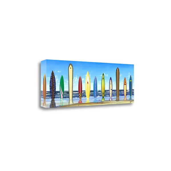 34" Colorful Standing Surfboards on the Beach Gallery Wrap Canvas Wall Art