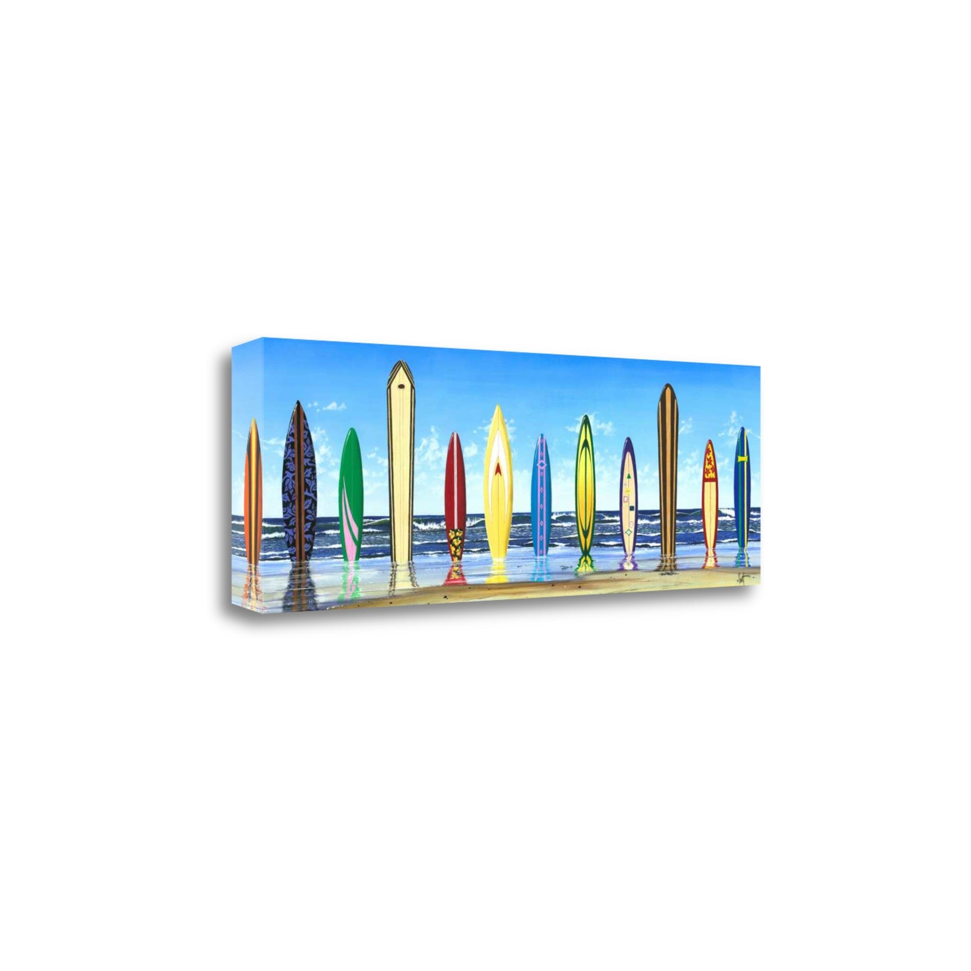 39" Colorful Standing Surfboards on the Beach Gallery Wrap Canvas Wall Art