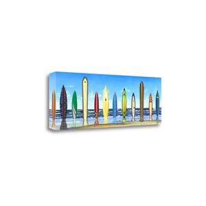 47" Colorful Standing Surfboards on the Beach Gallery Wrap Canvas Wall Art