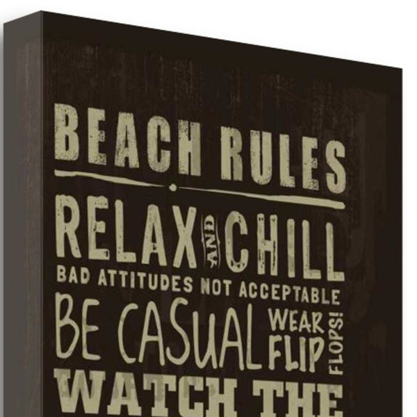 14" Fun Beach Rules Sign Giclee Print on Gallery Wrap Canvas Wall Art