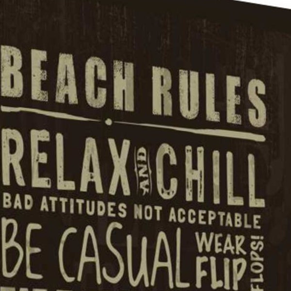 14" Fun Beach Rules Sign Giclee Print on Gallery Wrap Canvas Wall Art