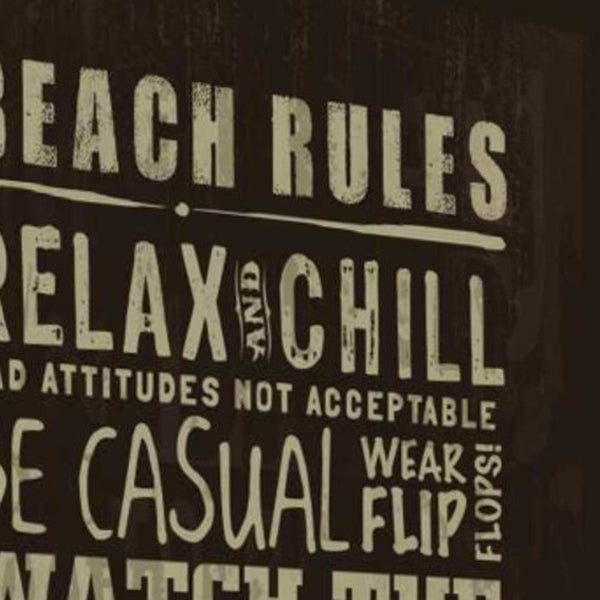 16" Fun Beach Rules Sign Giclee Print on Gallery Wrap Canvas Wall Art