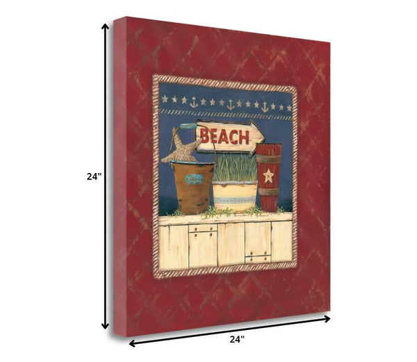 24" Nautical Beach Theme Print on Gallery Wrap Canvas Wall Art