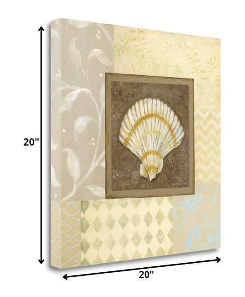 20" Seashell with Multi-Pattern Background Giclee Wrap Canvas Wall Art