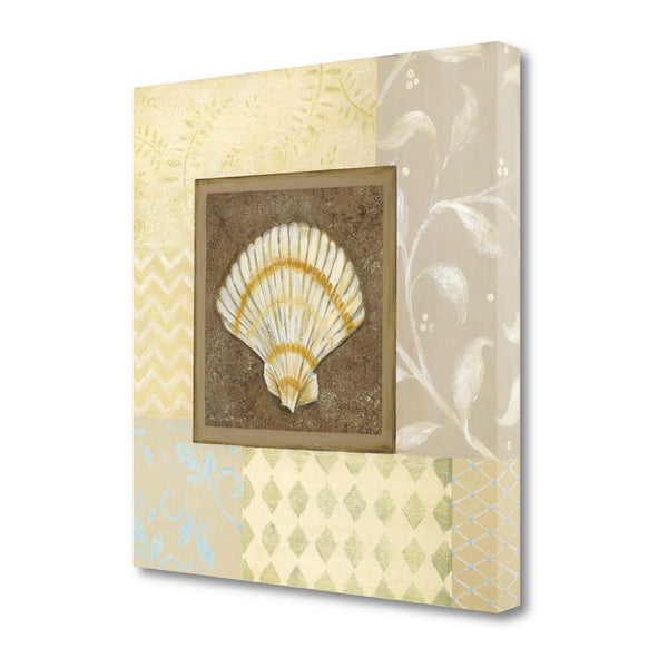 20" Seashell with Multi-Pattern Background Giclee Wrap Canvas Wall Art