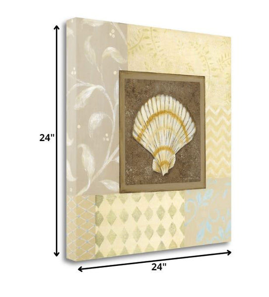 24" Seashell with Multi-Pattern Background Giclee Wrap Canvas Wall Art