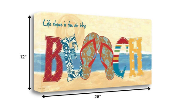 26" Colorful Fun Beach Life Signage Print on Gallery Wrap Canvas Wall Art