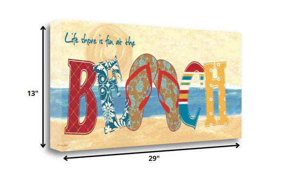 29" Colorful Fun Beach Life Signage Print on Gallery Wrap Canvas Wall Art