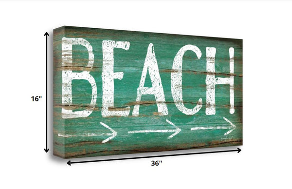 36" Bright Colorful Beach Sign Giclee Print on Gallery Wrap Canvas Wall Art