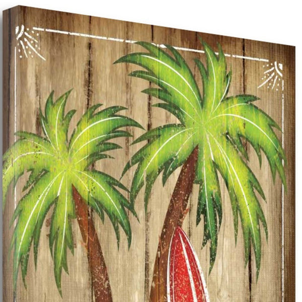 17" Faux Wooden Beach Signboard Giclee Wrap Canvas Wall Art