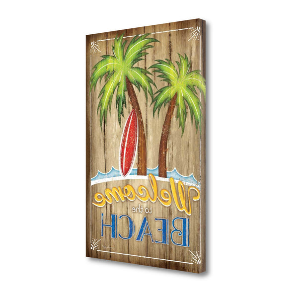 20" Faux Wooden Beach Signboard Giclee Wrap Canvas Wall Art