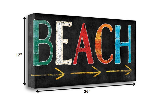 26" Bright Beach Sign Giclee Print on Gallery Wrap Canvas Wall Art