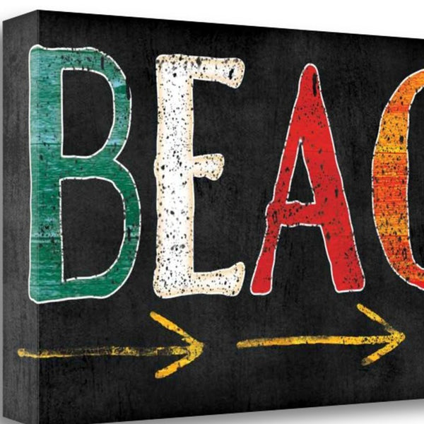 26" Bright Beach Sign Giclee Print on Gallery Wrap Canvas Wall Art