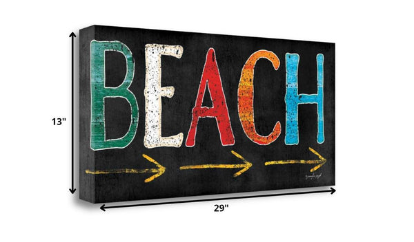 29" Bright Beach Sign Giclee Print on Gallery Wrap Canvas Wall Art