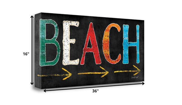 36" Bright Colorful Beach Sign Giclee Print on Gallery Wrap Canvas Wall Art