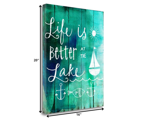 16" Lakeside Living Signage Print on Gallery Wrap Canvas Wall Art