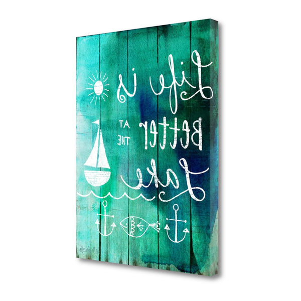 16" Lakeside Living Signage Print on Gallery Wrap Canvas Wall Art