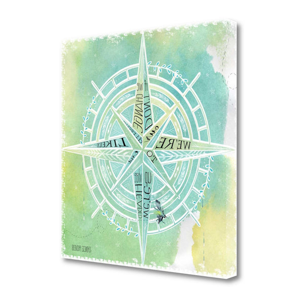 20" Watercolor Adventurous Compass 1 Giclee Wrap Canvas Wall Art