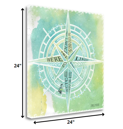 24" Watercolor Adventurous Compass 2 Giclee Wrap Canvas Wall Art