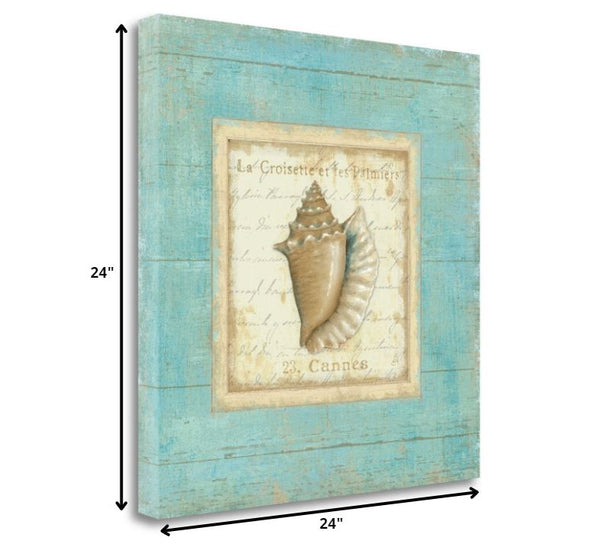 24" French Chic Seashell Print on Gallery Wrap Canvas Wall Art