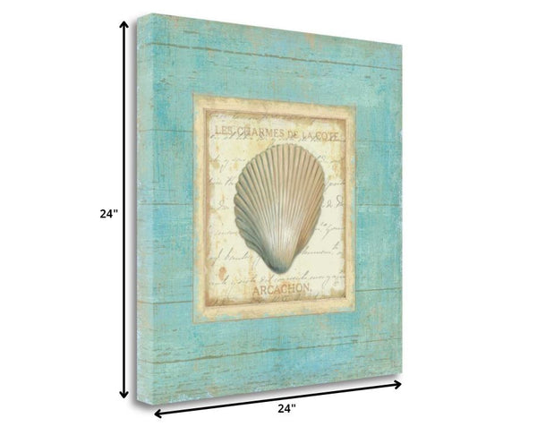 24" Stylish French Seashell Print on Gallery Wrap Canvas Wall Art