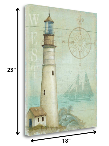 18" The Lighthouse by the West Coast Giclee Wrap Canvas Wall Art